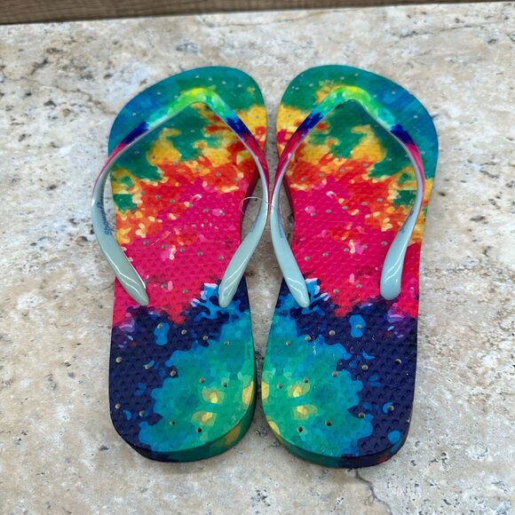 SHOWAFLOPS Flip Flop Sandals Womens Size 9/10 Multicolor Tie Dye Slides Thongs - Picture 4 of 8